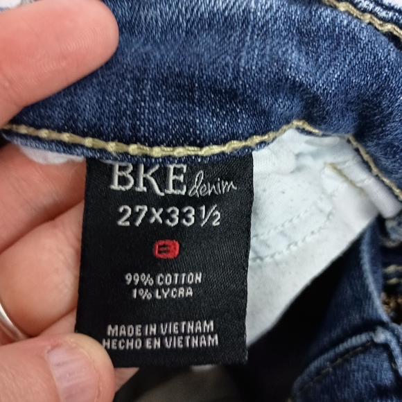 BKE Stella Blue Jean Sexy Summer Booty Shorts Distressed Raw Hem (#367) - Picture 3 of 8